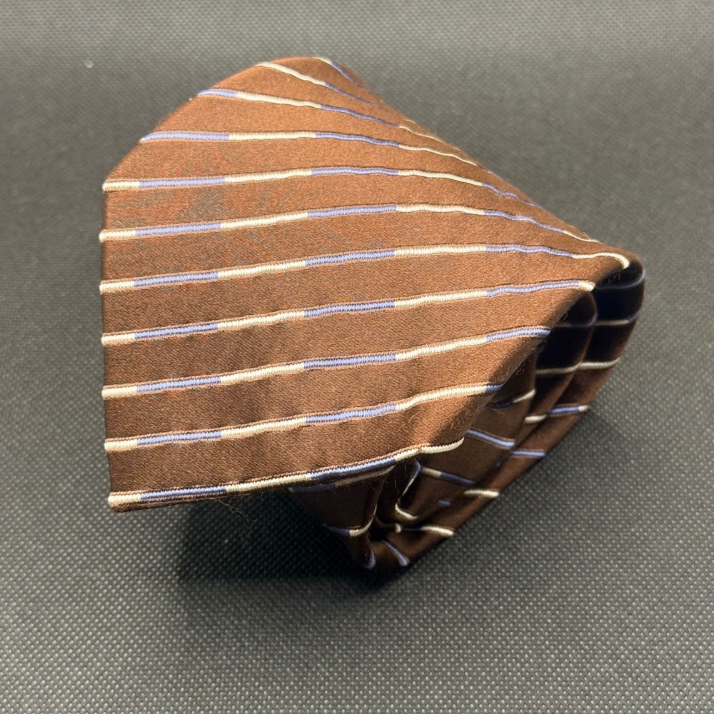 Giorgio Armani Brown Striped Silk Tie 3.75" x 60" Made in Italy